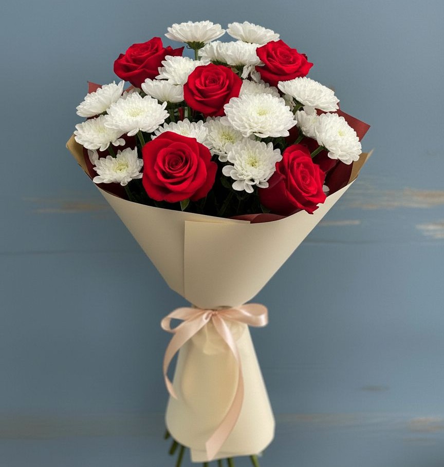 Букет цветов из: Розы и Хризантемы в Княжево