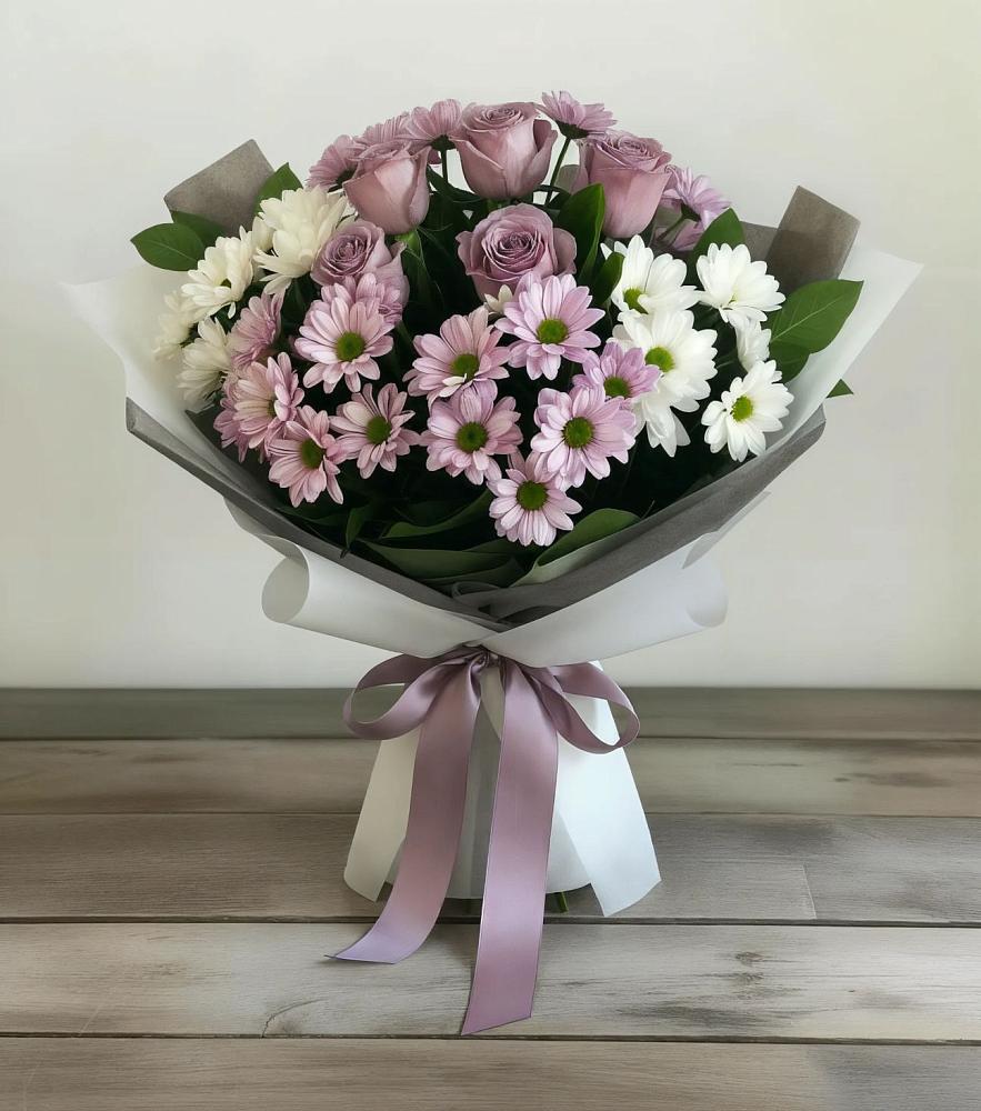Букет цветов из: Хризантемы и Розы в Княжево