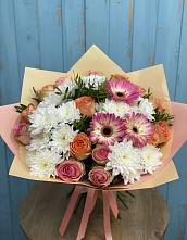 Букет цветов из:  Розы, Герберы и Хризантемы в Княжево