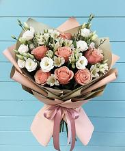 Букет цветов из:  Розы, Альстромерии и Лизиантусы в Княжево