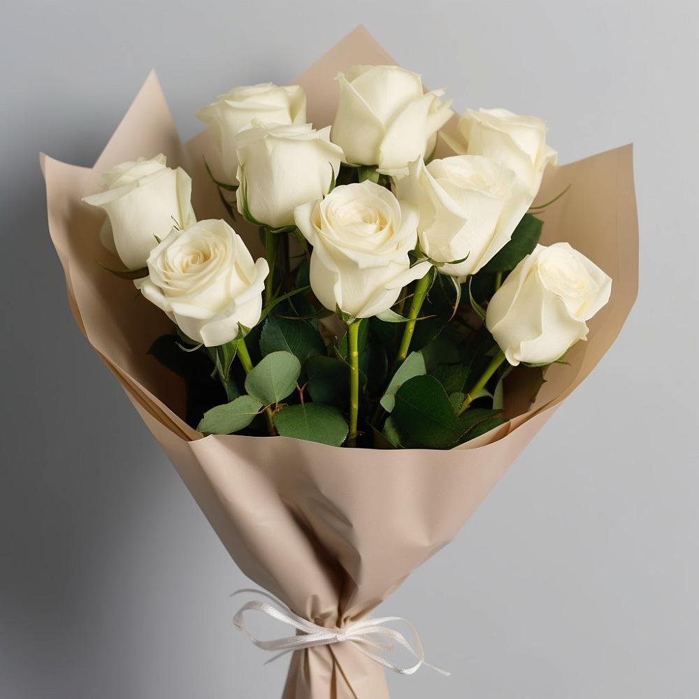 Букет 9 Белых роз Эдлесс Лав в Княжево