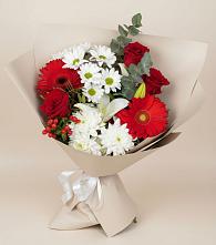 Букет цветов из:  Розы, Хризантемы, Герберы и Лилии в Княжево