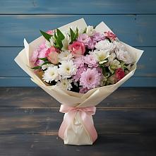 Букет цветов из:  Хризантемы, Альстромерии и Розы в Княжево
