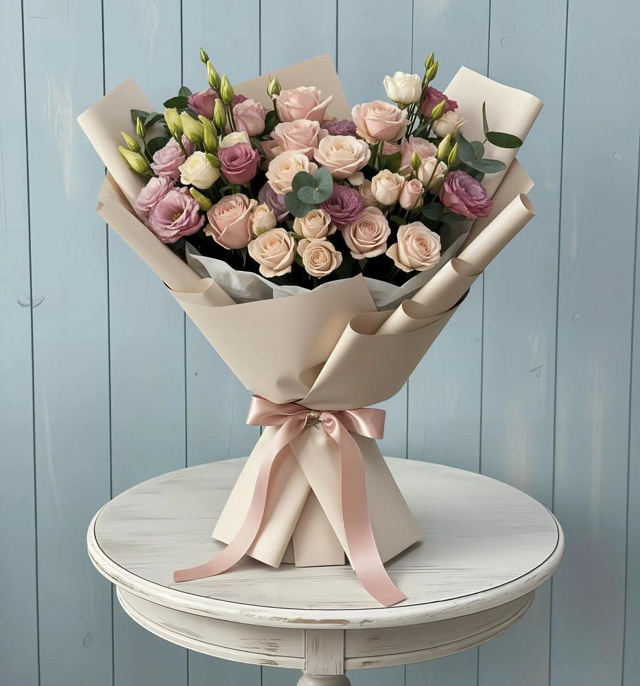 Букет цветов из: Розы и Лизиантусы в Княжево