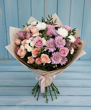 Букет цветов из:  Хризантемы, Розы и Альстромерии в Княжево